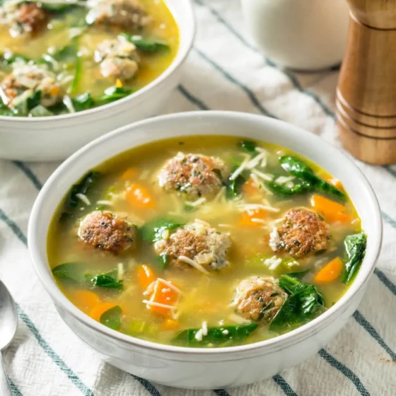 Two bowls of Italian Wedding soup